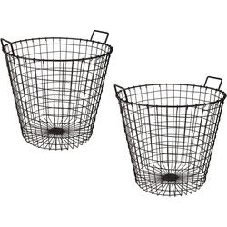 Opbergmand - 2x - metaal - antraciet - 45 x 45 cm - draadmand - Opbergmanden