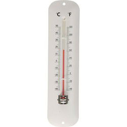 Thermometer wit voor binnen en buiten - metaal - 5 x 19 cm - Buitenthermometers