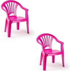 2x Kunststof roze kinderstoeltjes 35 x 28 x 50 cm - Kinderstoelen