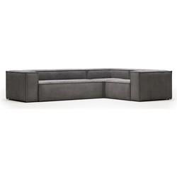 Kave Home - Blok 4-zits hoekbank in grijs corduroy 320 x 230 cm / 230 x 320 cm