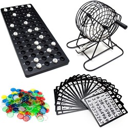 Decopatent® Bingo Spel - Bingomolen - Bingoballen - Bingo kaarten - Fiches - Spelbord - Bingo molen - Metaal - Lotto Kinderspel
