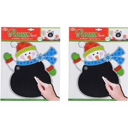 2x stuks kerst decoratie sneeuwpoppen krijtbordjes 31 x 38 cm - Feeststickers