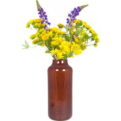 Bela Arte Bloemenvaas Milan - transparant bruin glas - D15 x H35 cm - melkbus vaas met smalle hals - Vazen