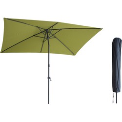 Kopu® Sevilla Parasol Rechthoek 200x300 cm met Hoes - Balkonparasol Olijfgroen