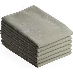 DoubleDry Luxe Theedoeken Set - 6 Stuks - 50x70 cm - 100% Katoen - Hoge Absorptie & Duurzaam - Dandelion, Groen