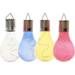 4x Buitenlampen/tuinlampen lampbolletjes/peertjes 14 cm transparant/blauw/geel/rood - Buitenverlichting