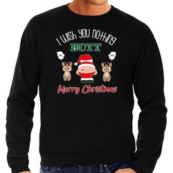 Bellatio Decorations foute Kersttrui/sweater heren - I Wish You Nothing Butt Merry Christmas - zwart 2XL - kerst truien