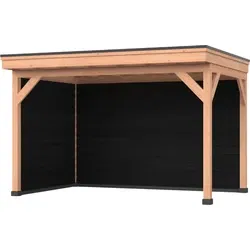 Douglas DIY overkapping, 400 x 250, met achterwand en zijwand, Westwood, zwart gespoten