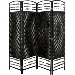 LW Collection LW Collection Kamerscherm 4 panelen rotan zwart 170x160cm - paravent - scheidingswand