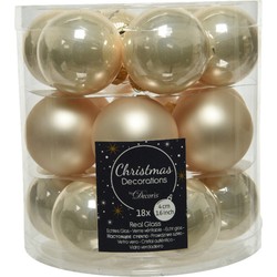 18x stuks kleine glazen kerstballen licht parel/champagne 4 cm mat/glans - Kerstbal
