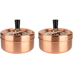 2x stuks ronde draaiasbakken/drukasbakken rose goud 13 cm - Asbakken