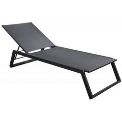 Mizu stackable lounger alu black/black textilene - Yoi