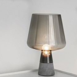 Groenovatie Smoke Glazen Tafellamp, Beton, E27 Fitting, ⌀25x38cm, Grijs/Zwart