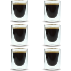 OTIX Espresso Glazen - Set van 6 - Kopjes - Dubbelwandig - Glas - 80ml - 5.5 x 7.5 cm - Koffiekopjes
