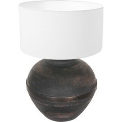 Anne Lighting - tafellamp - Lyons - zwart - hout stof - Ø 40cm - E27 - 3468ZW