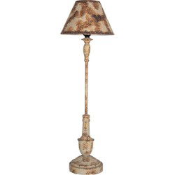 Clayre & Eef Tafellamp Ø 22x71 cm Beige Bruin Metaal Bureaulamp