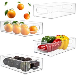 XIVADA Koelkast Organizer Tava - Transparant - PET - Set van 4