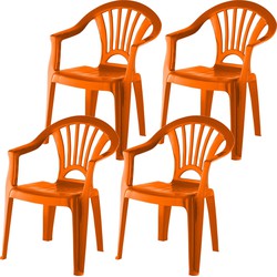 4x stuks kunststof oranje kinderstoeltjes 37 x 31 x 51 cm - Kinderstoelen