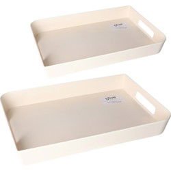 5Five Dienbladen set creme wit met handvaten in 2 verschillende formaten - Dienbladen