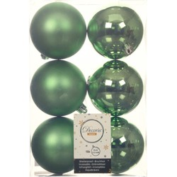 18x stuks kunststof kerstballen groen 8 cm glans/mat - Kerstbal