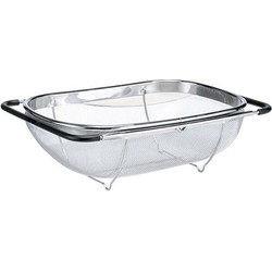 Keuken vergiet/zeef XXL - uitschuifbaar 34 tot 56 cm - zilver - rvs - Keukenzeefjes