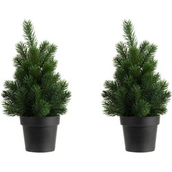 2x stuks kunstboom/kunst kerstboom groen 45 cm - Kunstkerstboom