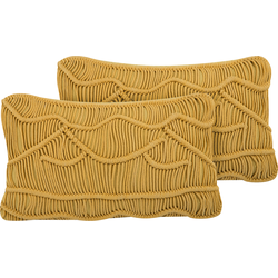 KIRIS  - Sierkussen set van 2 - Mosterdgeel - 30 x 50 cm - Katoen