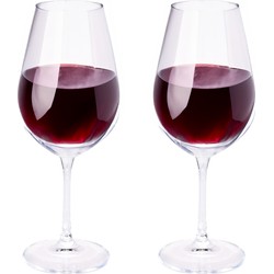 2x Rode wijn glazen 69 cl/690 ml van kristalglas - Wijnglazen
