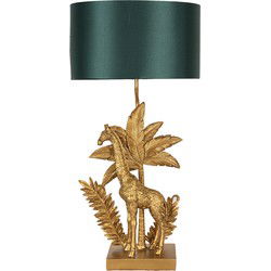 Clayre & Eef Tafellamp Giraf Goudkleurig Groen Polyresin