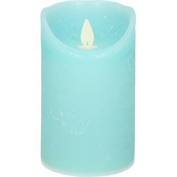 Anna's Collection Led kaars - aqua blauw - H12,5 x D7,5 cm - wax - LED kaarsen