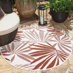 Binnen & Buitenkleed Omkeerbaar - Palm - Rond - Rio  Terra / Crème - Ø 120 CM ROND