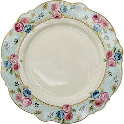 Clayre & Eef Dinerbord Blauw Wit Keramiek Bloemen