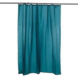 5Five Douchegordijn - petrol blauw - polyester - 180 x 200 cm - inclusief ringen - Douchegordijnen