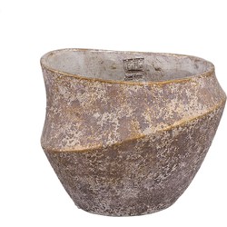 PTMD Rishell Bronze cement round pot with line XL
