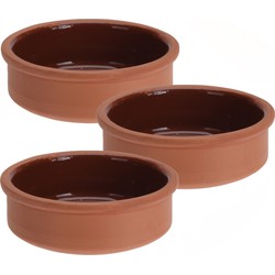 3x Tapas serveerschaaltjes 500 ml terracotta 12 cm - Snack en tapasschalen