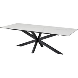 Eettafel Rechthoek 240cm - Keramisch Wit - X-Poot - Alesso