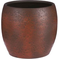 Mica Decorations Bloempot Lester rond mat roestbruin stone handgemaakt - 26 x Ø 28 cm