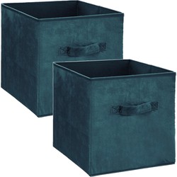 Set van 4x stuks opbergmand/kastmand 29 liter petrol groen polyester 31 x 31 x 31 cm - Opbergmanden