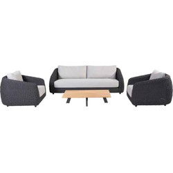 Cosmic salontafel met teak tafelblad 120 X 78 x 25 cm 4SO