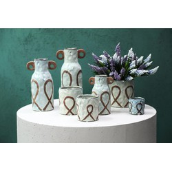 PTMD Bloempot Freiah - 15x12x27 cm - Keramiek - Bruin