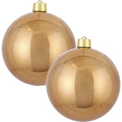 2x Grote kunststof decoratie kerstbal licht koper 25 cm - Kerstbal