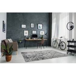 Carrara Modern Grijs Goud vloerkleed - Marmer Design - 200 X 290 CM