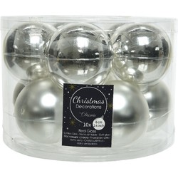 Decoris Kerstballen set - 10x stuks - zilver - glas - 6 cm - glans/mat - kerstversiering - Kerstbal