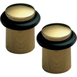 AMIG Deurstopper/deurbuffer - 2x - D32mm - inclusief schroeven - goudA  - Deurstoppers