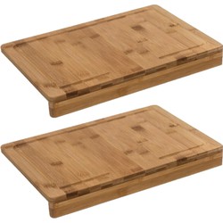 2x Stuks snijplank met stoprand 45 x 34 cm van bamboe hout - Snijplanken