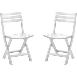 Set van 4x stuks witte kunststof klapstoelen voor binnen en buiten - Klapstoelen
