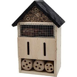 Zeer degelijke houten Insectenhotel in huisvorm 10x17x28cm