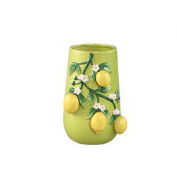 PTMD Stacy Green Ceramic Vase With Lemons On Twig L
