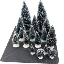 Kerstdorp onderdelen miniatuur set van 32x boompjes - Kerstdorpen