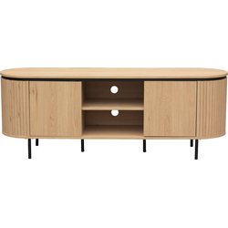 Tv-meubel met 2 deuren en zijkanten met groefeffect L150 cm - MALAGA